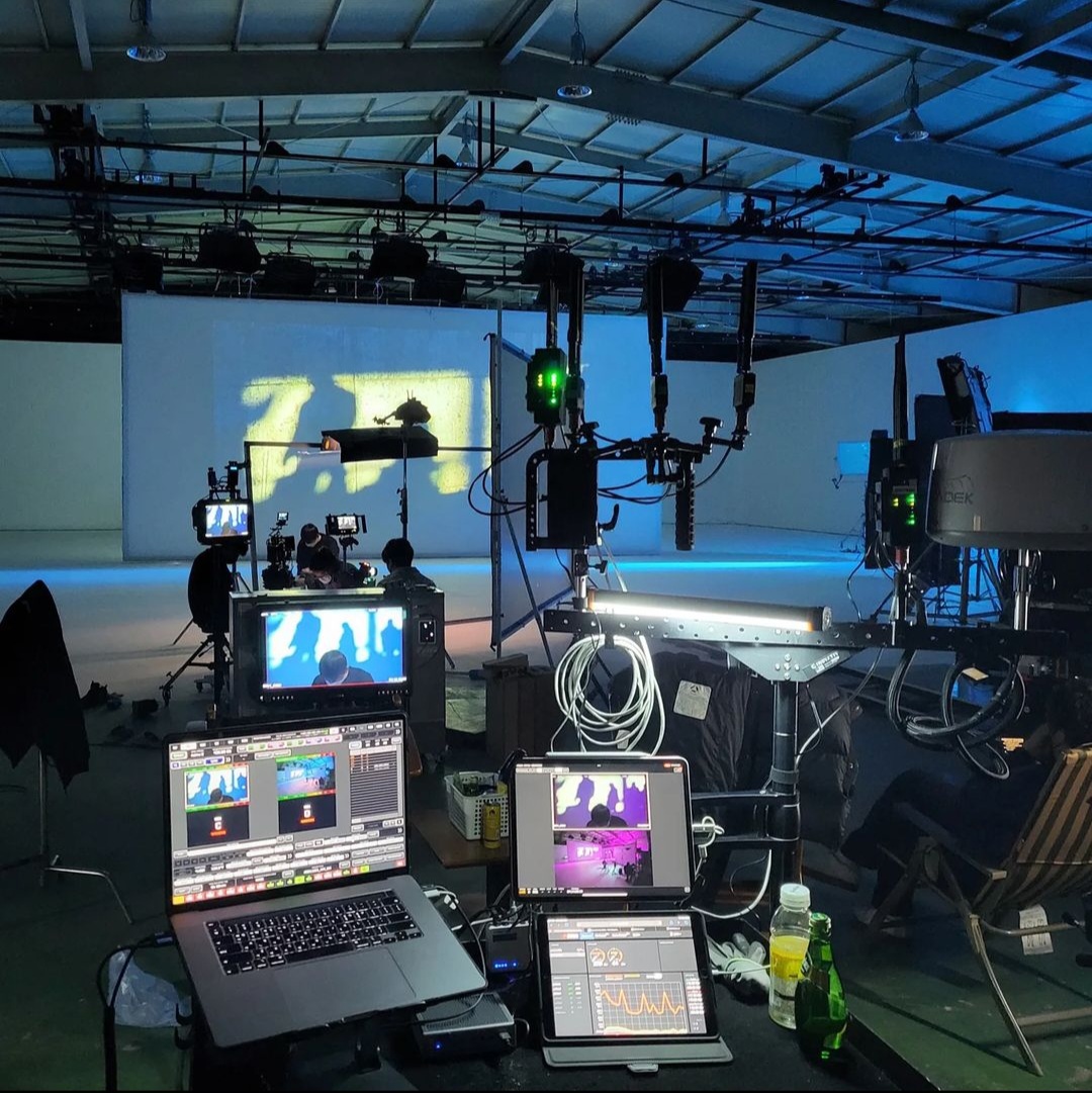 DIT cart with monitors on a film set